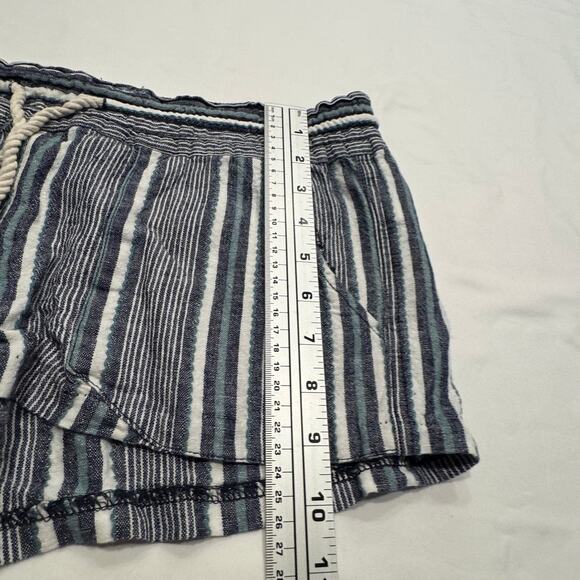 Roxy Oceanside Linen Blend Shorts Size 10 Dress Blues Cherokee Stripe Drawstring - Picture 10 of 11